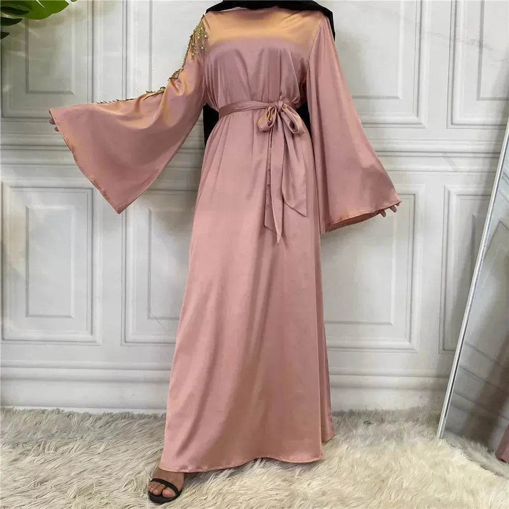 Fashion Embroidered Satin Abaya Dress Middle East Fancy Plain Dubai Abaya - EX-STOCK Canada