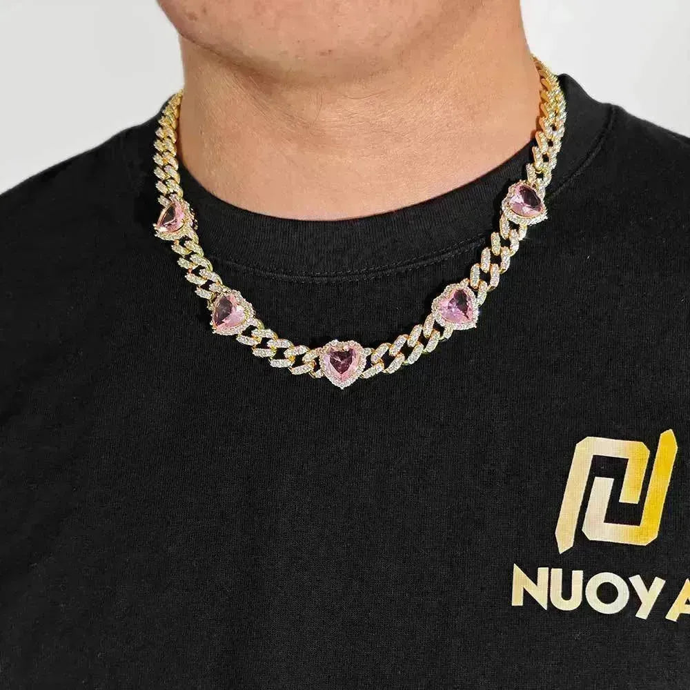 Collier pour femmes de la chaîne de liaison cubaine Peach Heart