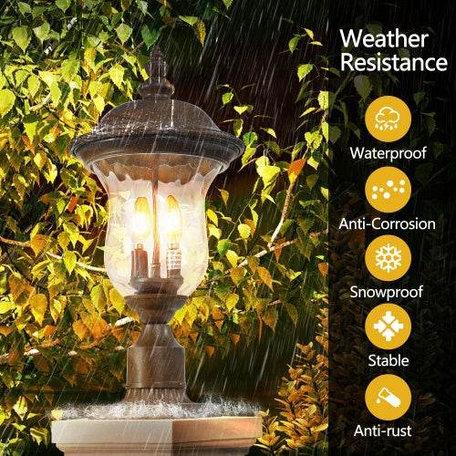 Vintage Outdoor Light Pole Lights, Waterproof Garden Patio Lights, Walkway & Driveway Lighting - One Piece No Bulb - EX-STOCK Canada