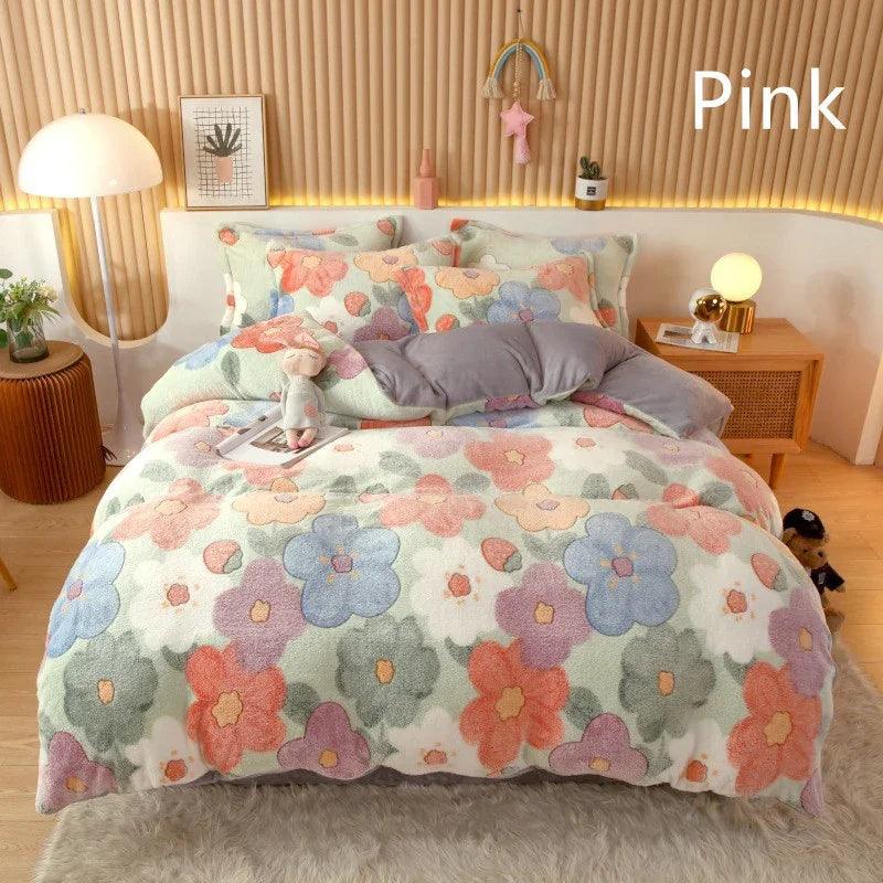 Housse de couette en molleton de corail Drap Taie d'oreiller en flanelleEX-STOCK Canada