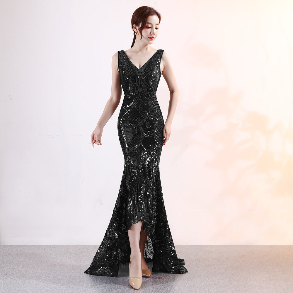 Evening Female V-neck Sexy Night Show Ladies Party Dinner Dress Host EX-STOCK Canada