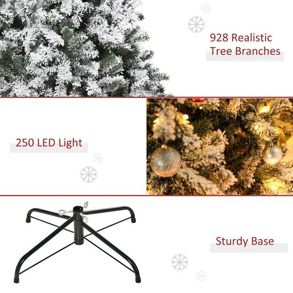 6ft Snow Flocked Artificial Tree 250 LED Light 928 Branches Christmas Season EX-STOCK Canada