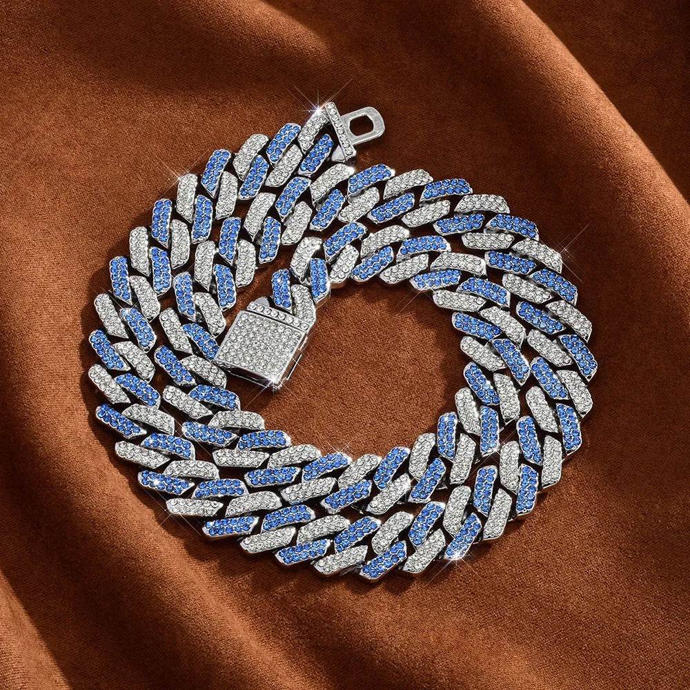 Box Buckle 14mm Bar Cuban Link Chain Bracelet and Necklace 2pcs - EX-STOCK Canada