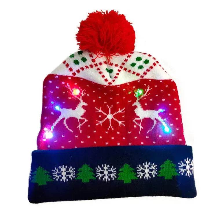 LED Christmas Hat Sweater Knitted Beanie Christmas Light Up Knitted Hat Christmas Gift Kids Xmas New Year Decorations - EX-STOCK Canada