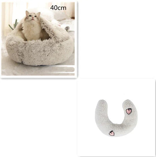 Cama para Perros y Gatos 2 en 1 Cama de Invierno para Mascotas Redonda de Felpa Cálida Suave Cama de Felpa Larga para Mascotas Productos para MascotasEX-STOCK Canada