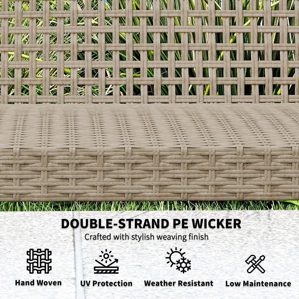 3-Seat Wicker Outdoor Couch Patio Sofa, Acacia Wood Patio Furniture With Steel Seat Armrests, Capacity, Teak EX-STOCK Canada