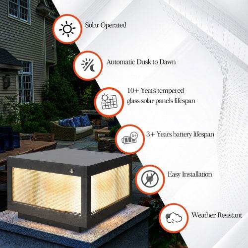 Solar Wall Light With Dimmable LEDs Landscape Pathway Light - EX-STOCK Canada