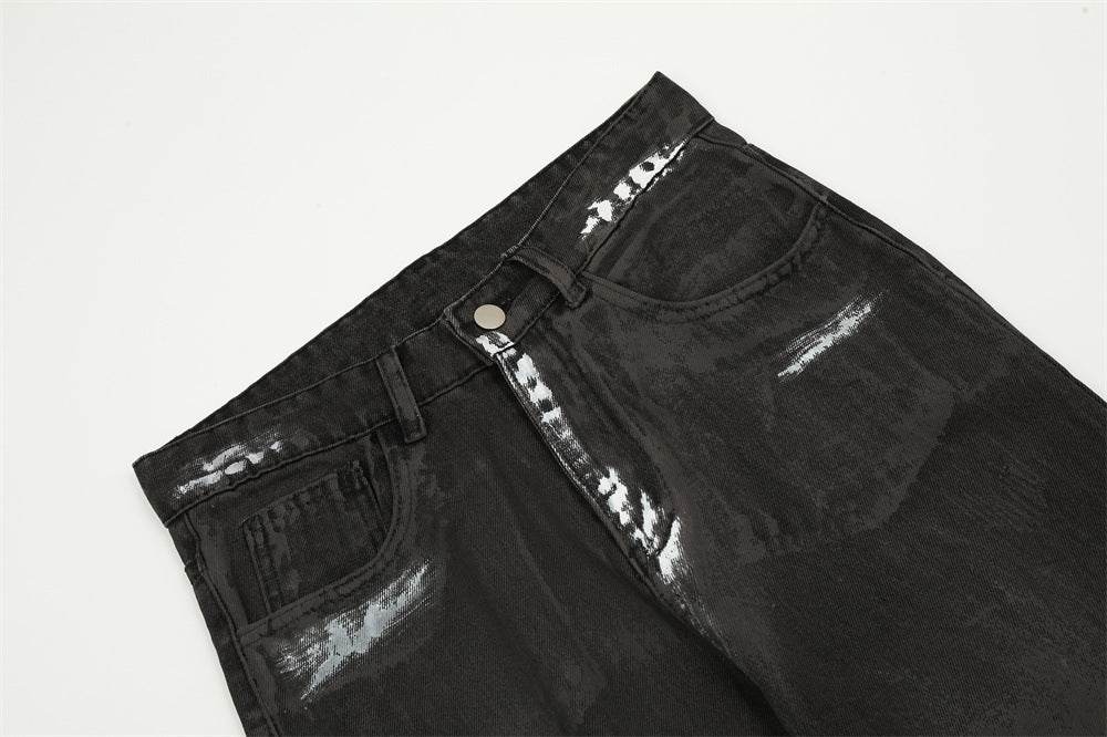 Punk Waste Soil Distressed Men Denim jeans pant Straight-leg Trousers - EX-STOCK Canada
