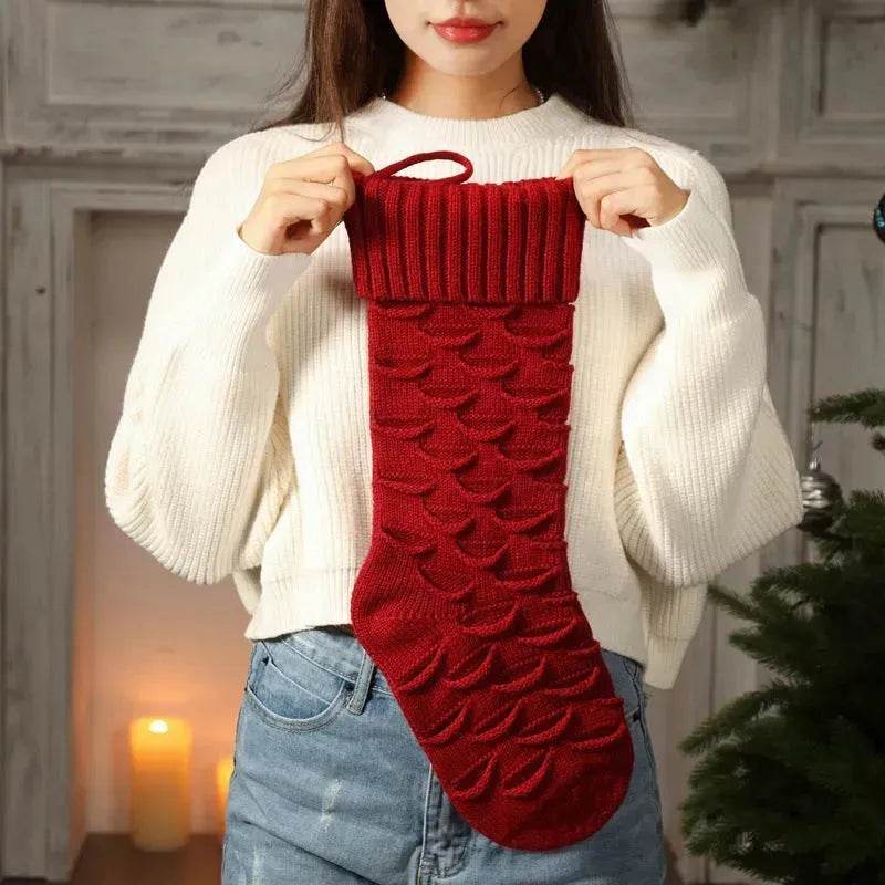 Christmas Gift Bag Decorative Socks Knitted Hanging Decoration - EX-STOCK Canada