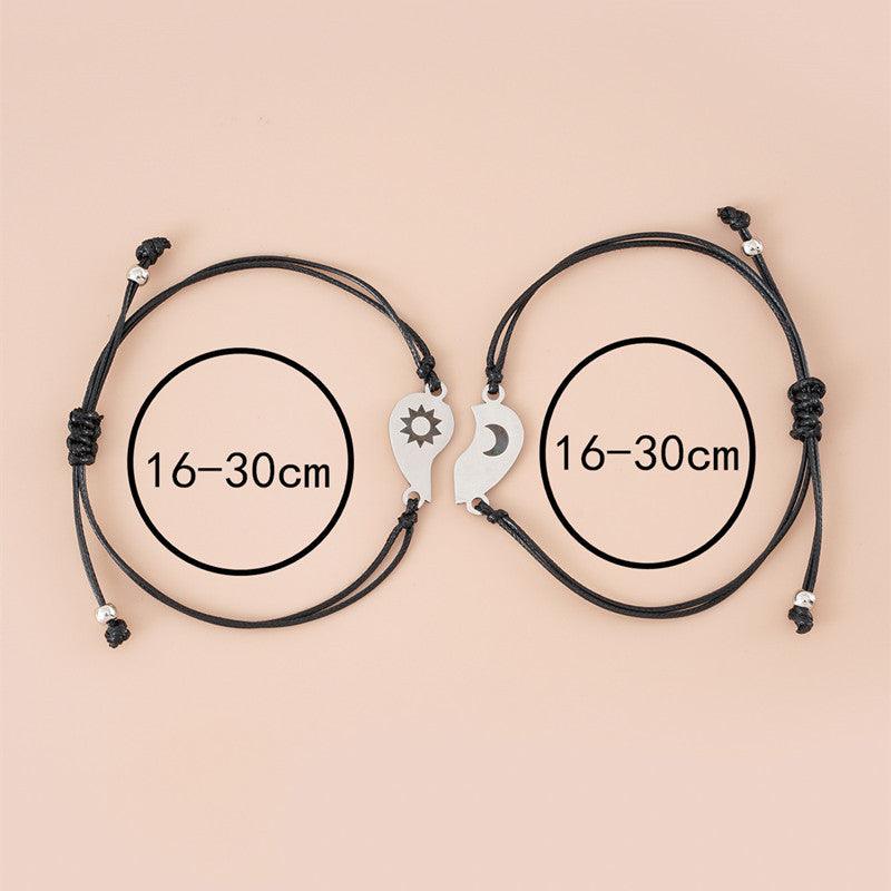 Set di Braccialetti Intrecciati in Cera con Carta delle Sorelle Sole e Luna in Acciaio Inossidabile - EX-STOCK Canada