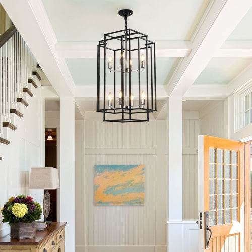 8 Lantern Tiered Chandeliers, Industrial Farmhouse Chandeliers - EX-STOCK Canada