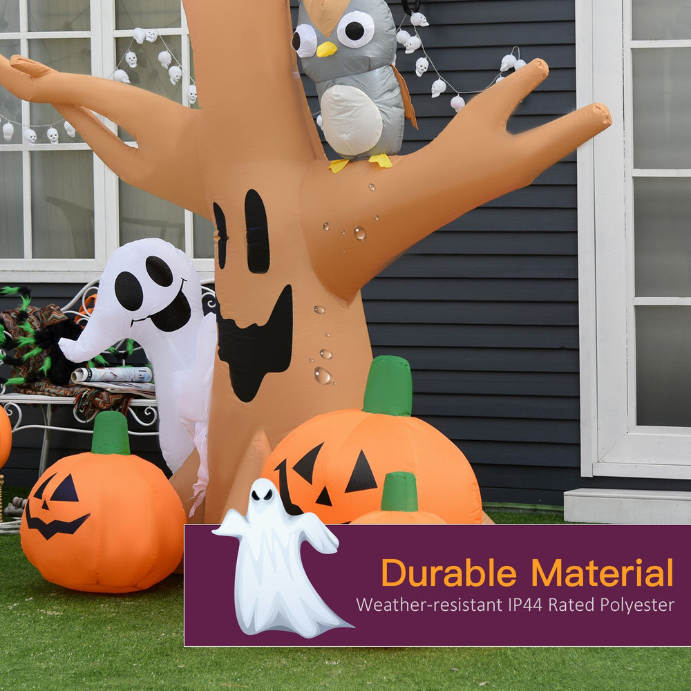 Inflatable Halloween Decoration Haunted Tree With Owl, Ghost, Pumpkins, Blow-Up Outdoor LED Display For Lawn, Garden, Party EX-STOCK Canada
