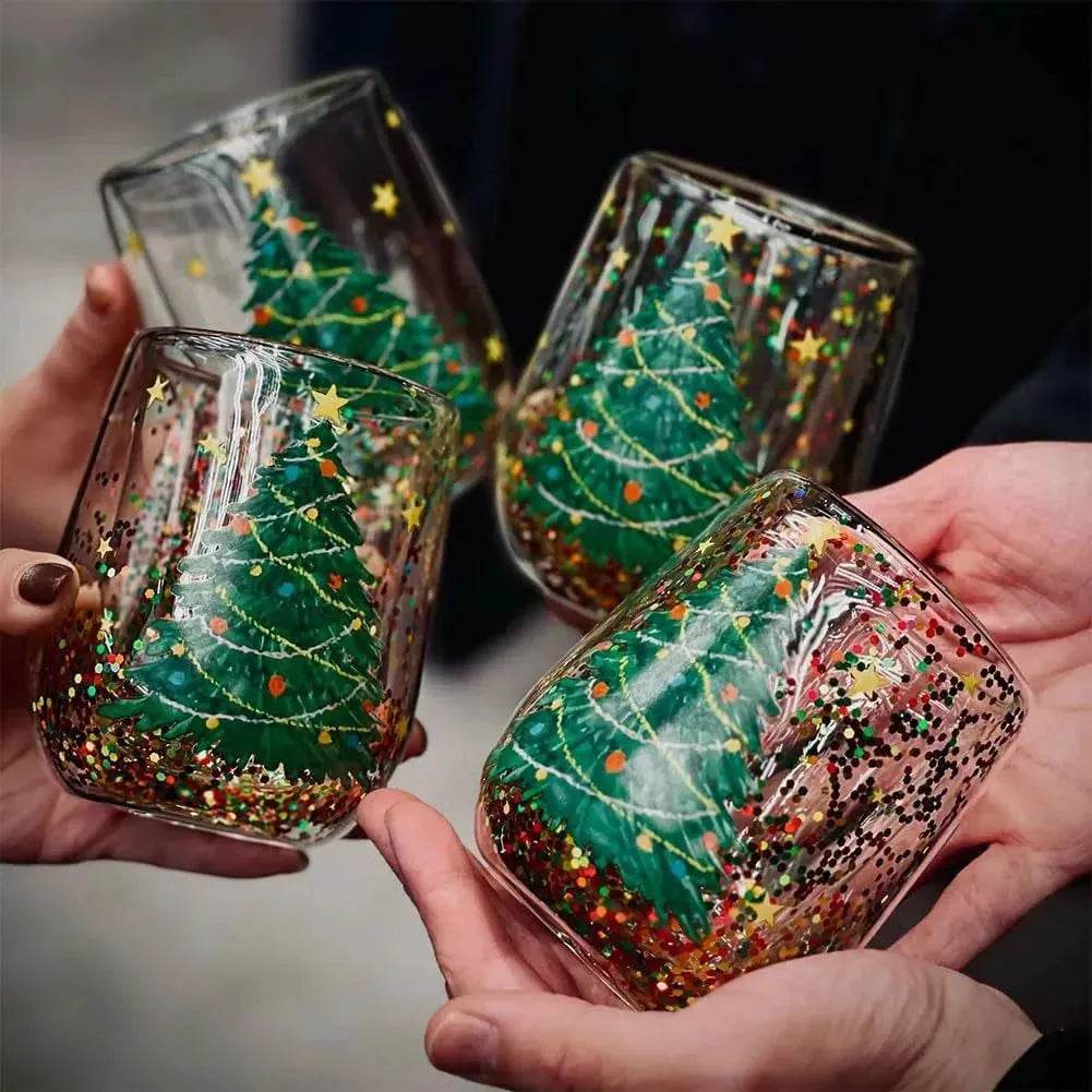 Christmas Tree Cups Heat Resistant Double Layer Household Cartoon Tumbler Gift Idea - EX-STOCK Canada