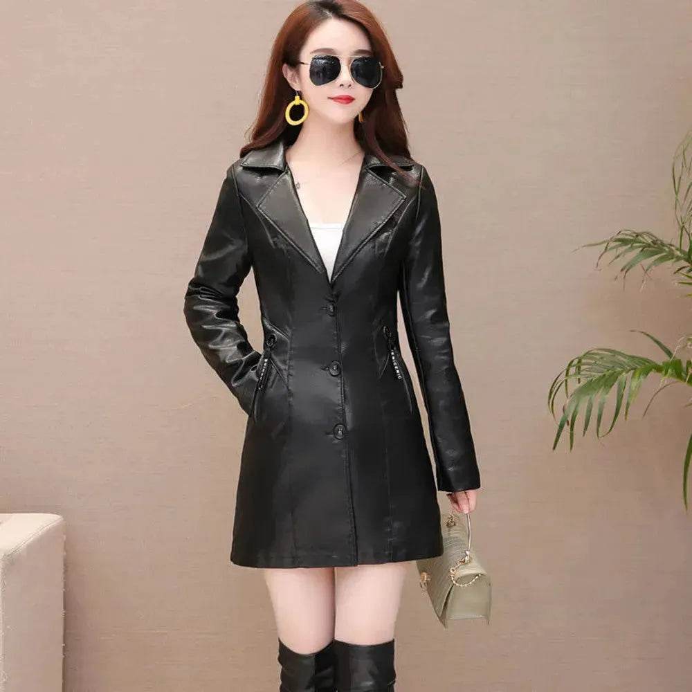 green emerald velvet dress Elegant Fashion Slim fit Long Sleeve Leather Mini Blazer Dress |