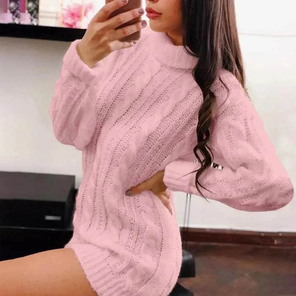 Ladies Casual Autumn Winter Oversized Mini sweater dress - EX-STOCK Canada