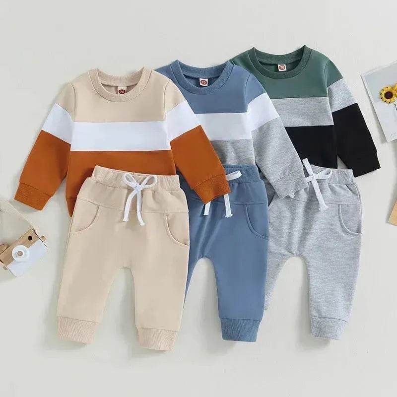 Boy's color Stitching Long Sleeve Trousers Suit Two piece for boys - EX-STOCK Canada