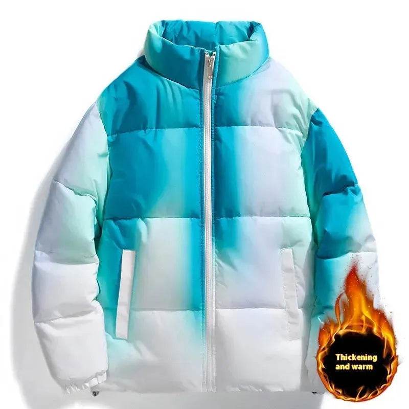 Fashion Stand-up Collar Gradient Coat Couples Winter Warm Plush Thickened Jacket With Pockets Loose Outwear Top For Women Men Clothing - EX-STOCK Canada