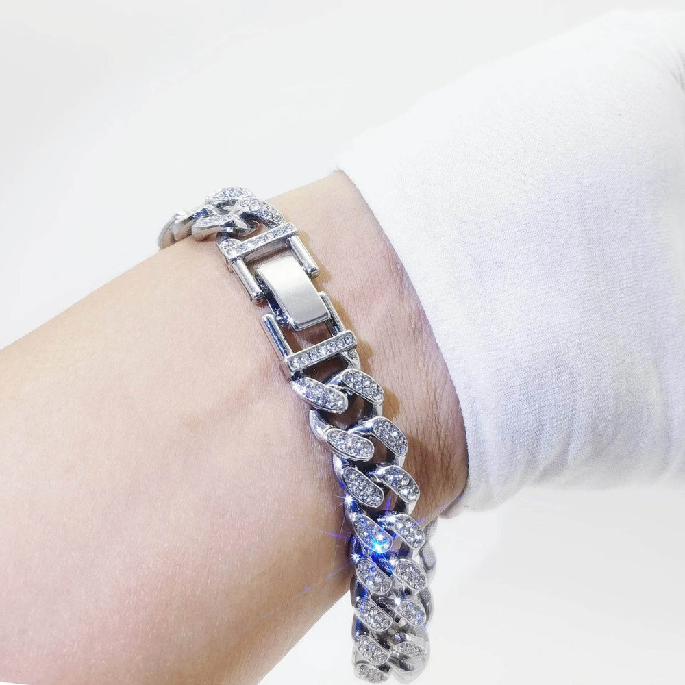 Flat Cuban Link Chain Diamond Bracelet - EX-STOCK Canada