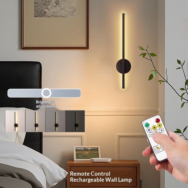 Wall-mounted lamp with remote control in a bedroom setting