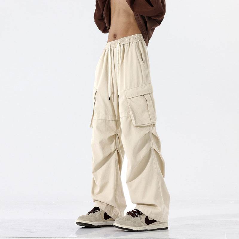 Overalls Men's Retro Trendy Pleated Straight-leg Baggy Cargo Pant Trousers Casual - EX-STOCK Canada