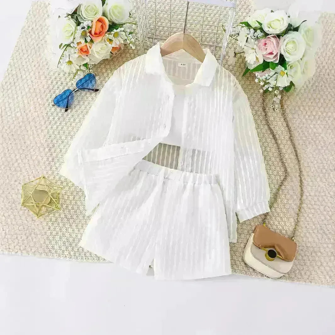 Tenue d'été blanc 3 PCS pour bébé nouveau-né