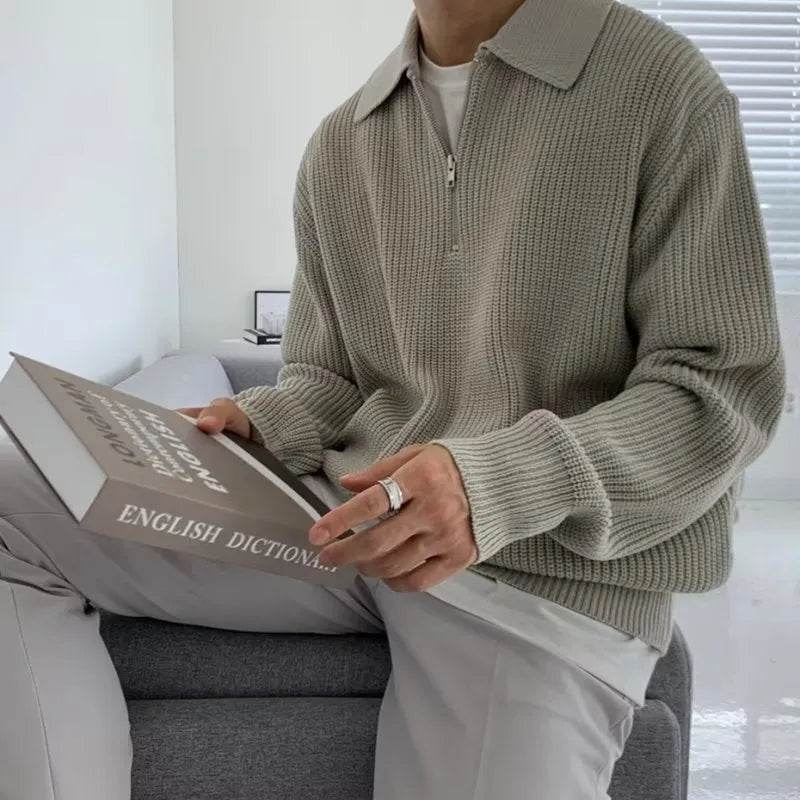 Lapel Sweater Men's Winter Loose Lightly Mature Knitwear Trendy - EX-STOCK Canada