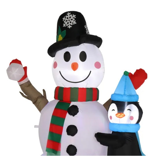 6ft With 3 Penguins, 4 Light Strings, 1 Colorful Rotating Light, Inflatable, Garden Snowman Decoration EX-STOCK Canada