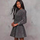 Elegant Patchwork Waist-slimming Women's Denim Long Sleeve Dress - EX-STOCK Canada