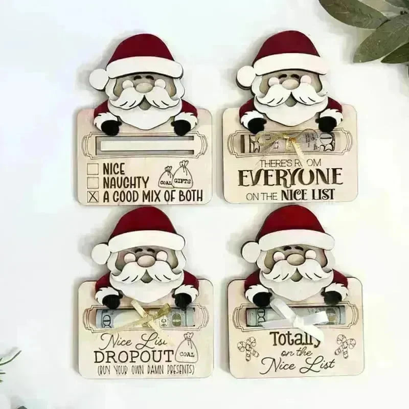 Wooden Cute Santa Claus Cash And Gifts Card Clamp Creative Christmas Decoration Ornaments - EX-STOCK CANADA