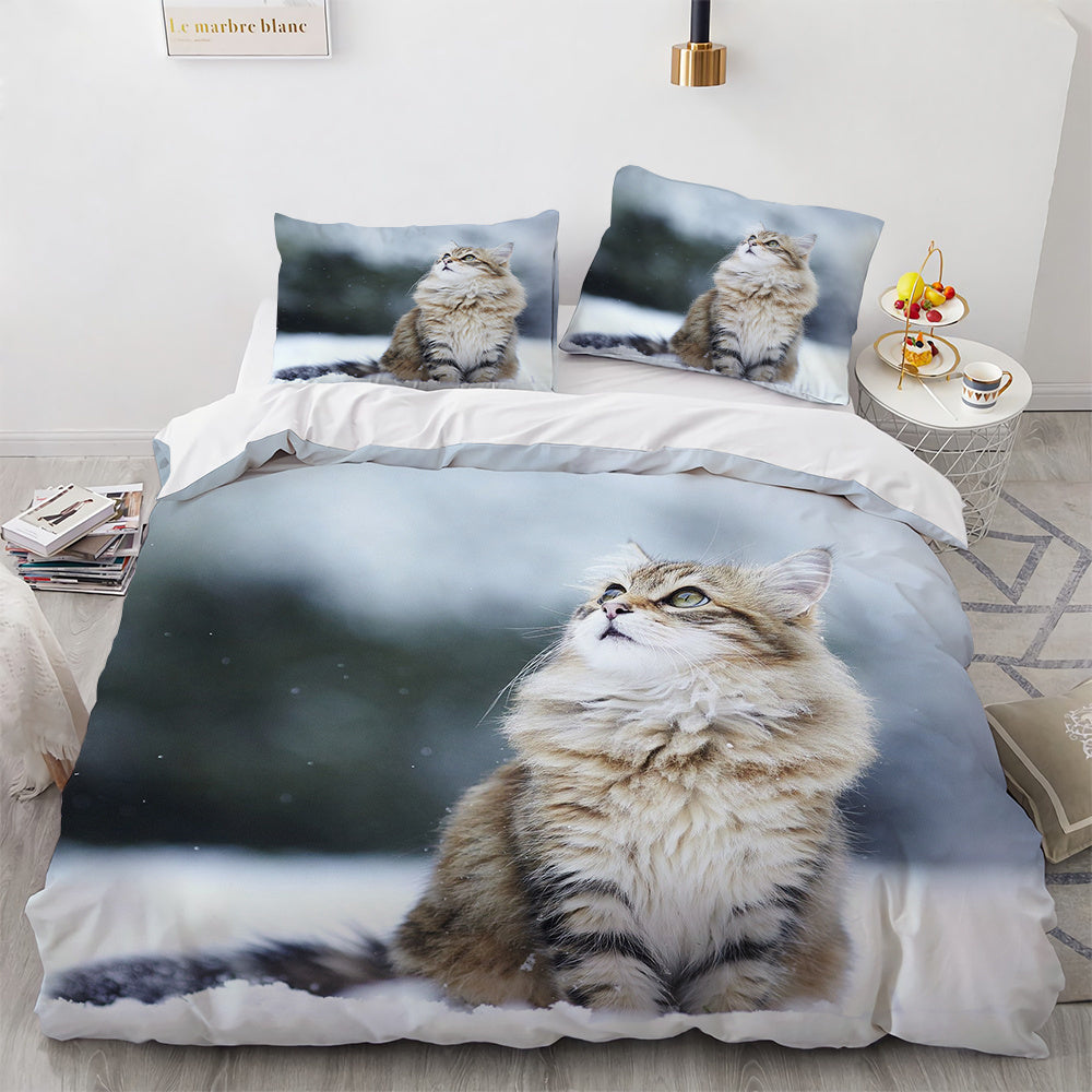 White Cute Cat Bedding Set Girl Ladies Bedroom Comfort Duvet Cover EX-STOCK Canada