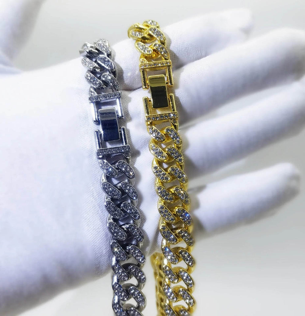 Flat Cuban Link Chain Diamond Bracelet - EX-STOCK Canada