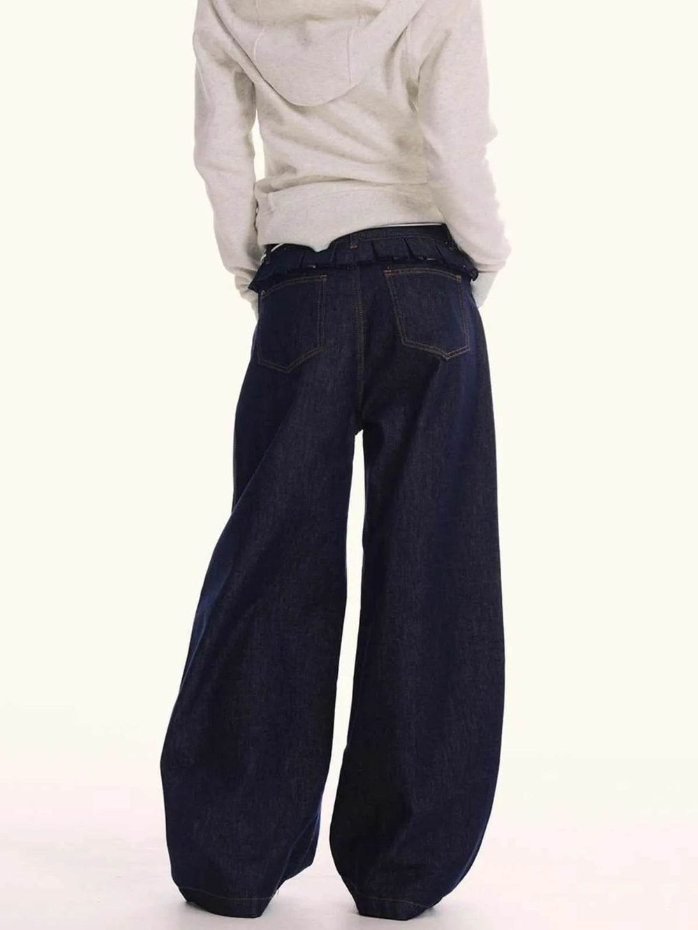 Loose Waist Stitching Small Skirt Baggy Jeans Pant For Men And Women - EX-STOCK Canada