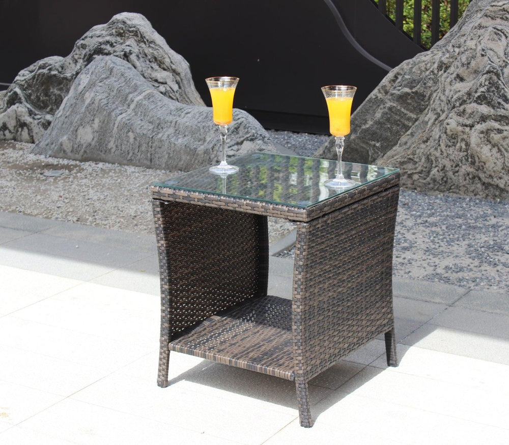 Muebles de Patio al Aire Libre 1 Mesa de Café con Vidrio Templado TransparenteEX-STOCK Canada