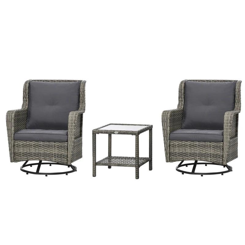 Patio Bistro Set, Porch Furniture With 360 Rotation & Rocking Function,, Gray EX-STOCK Canada