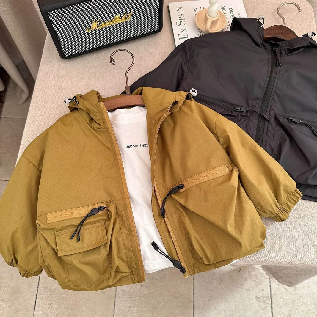 Boy Solid Color Short Hood Shell Jacket - EX-STOCK Canada