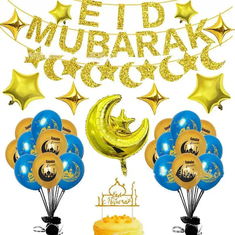 Eid Ramadan Latex Aluminum Film Balloon Combination Glitter Paper - EX-STOCK CANADA