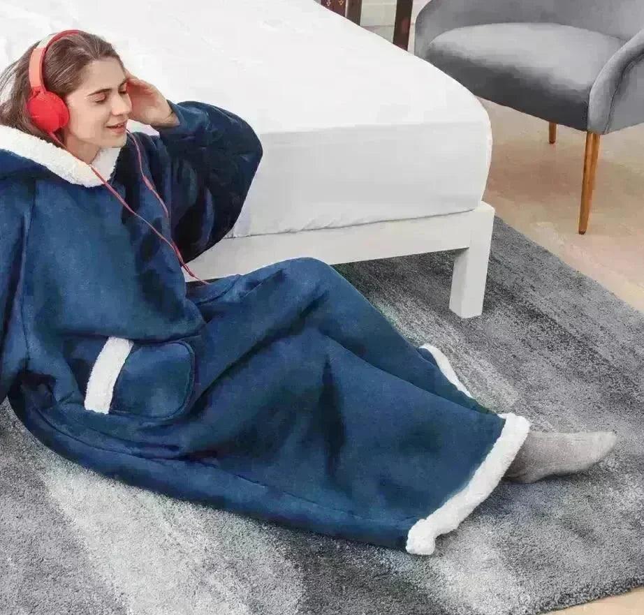 Felpa con Cappuccio Oversize in Pile, Coperta Invernale Calda, Abbigliamento per Casa Donna Uomo, Maglione Oversize con Tasche
