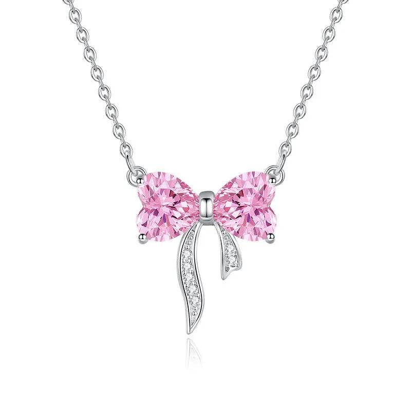 Women's Bow Zircon Necklace S925 Sterling Silver Clavicle Chain - EX-STOCK Canada