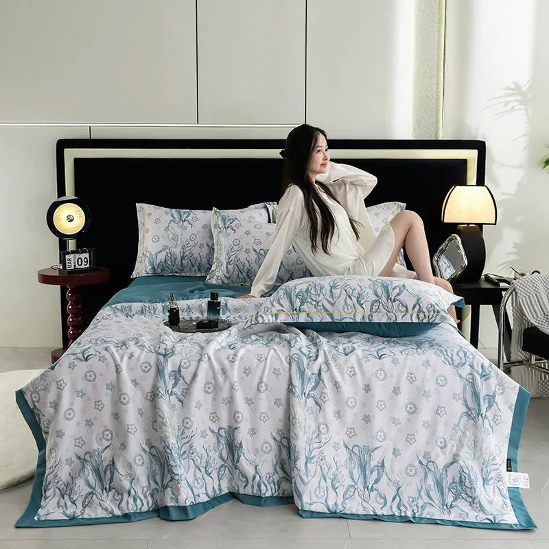 Printed Washed Tencel Summer Cooling Duvet Four-piece Set EX-STOCK Canada