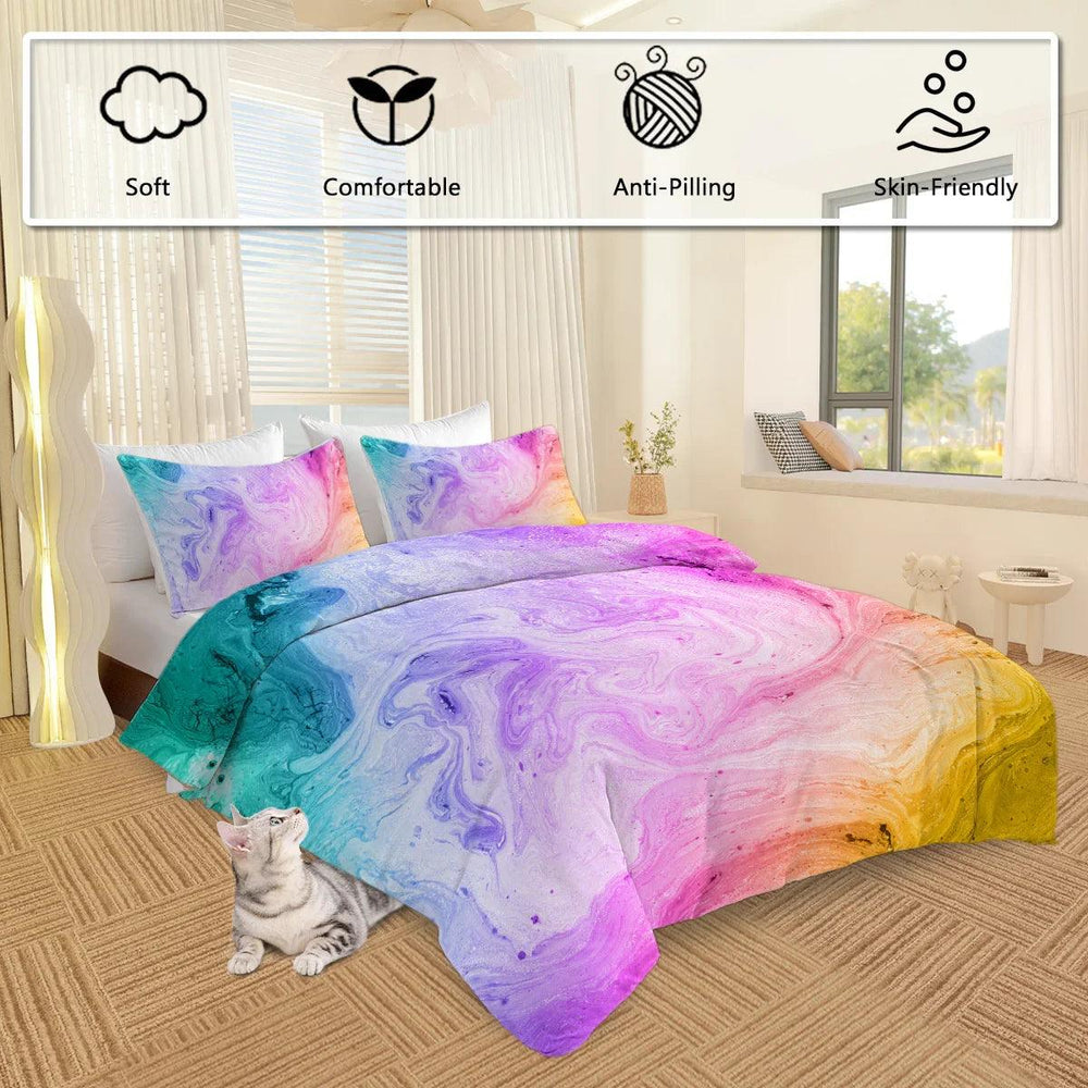 Girly Duvet Cover Rainbow Glitter Ombre Bedding Sets 3 Pcs Chic Purple Blue Green Pastel Bed Spreads Sparkle Quilt Cover Set With 2 Pillow Shams EX-STOCK Canada