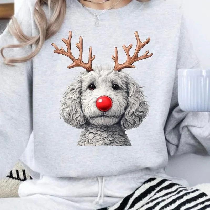 Felpa da donna con renna di Natale e girocolloEX-STOCK Canada
