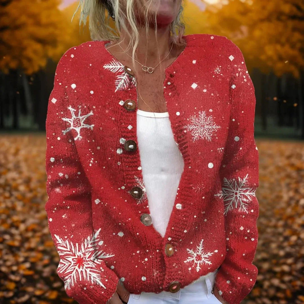 Round Neck Sweater Christmas Button Cardigan Long Sleeve Sweater EX-STOCK Canada