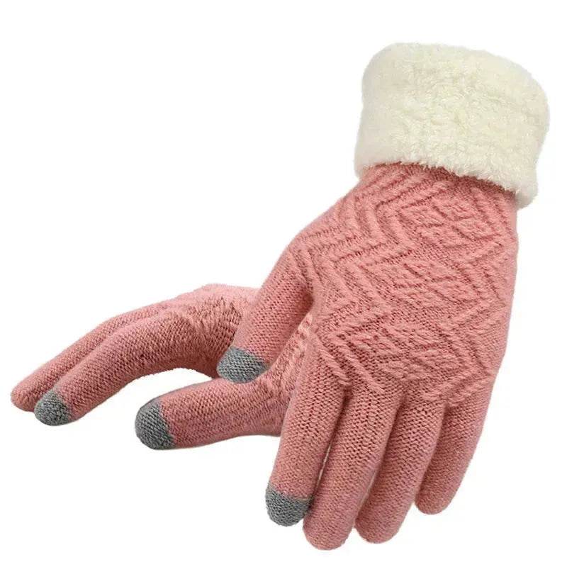 Winter knitted Woolen gloves Unisex thermal gloves faux fur gloves - EX-STOCK Canada