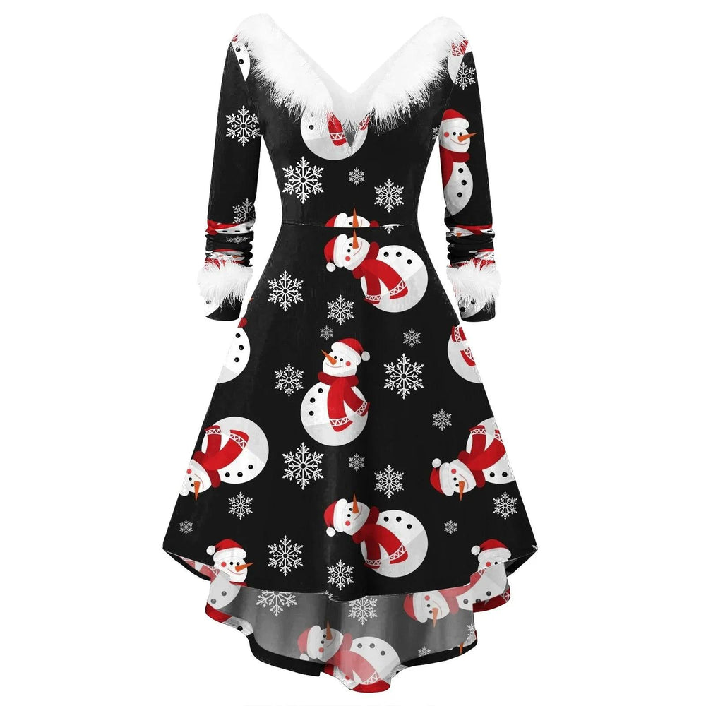 Women's Christmas Long Sleeve V-neck Irregular Dress EX-STOCK Canada