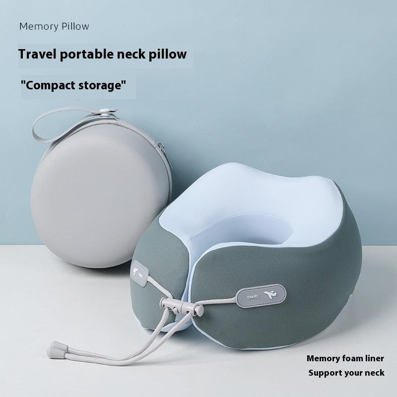 Cuscino da viaggio per il collo a forma di U in memory foam con spazio di archiviazione - EX-STOCK Canada