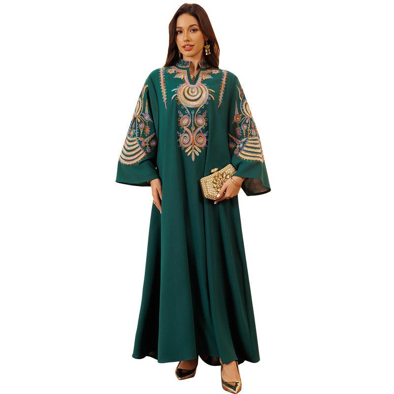 Vestito Pullover Musulmano Ricamato da Donna con Corda Ricamata - EX-STOCK Canada