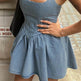Women sleeveless Sling Waist jeans Denim Dress Backless halter neck flared mini dress - EX-STOCK Canada