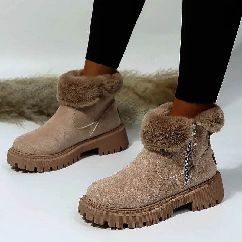 Thick Plush Snow Boots Women Faux Suede Non-slip Winter Shoes - EX-STOCK Canada