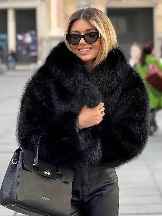 Winter Plush Open front Coat Thick lapel Outwear Faux Fur Coat women - EX-STOCK Canada