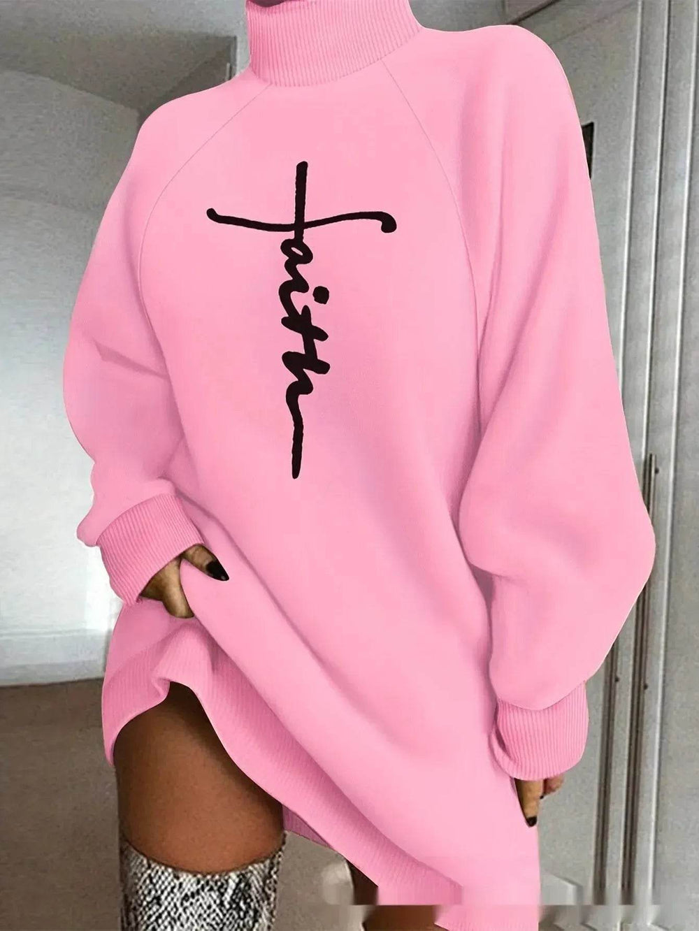 Autumn Winter Oversized Mini Sweatshirt Dress - EX-STOCK Canada